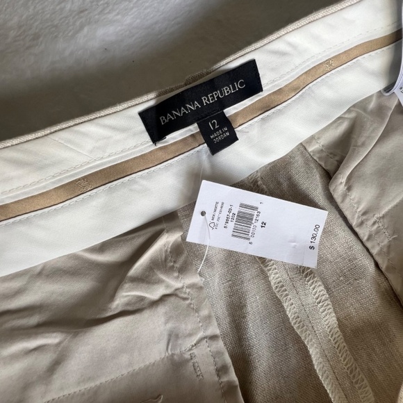 Banana Republic High Rise Palma Straight Leg Linen Pant Size 12 in Natural Color - Picture 2 of 16
